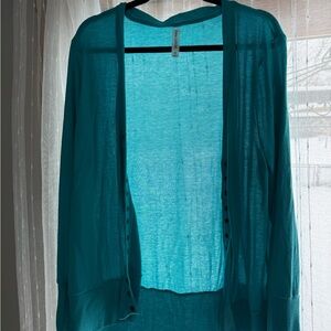 Zenana Outfitters Teal Button Up Cardigan Size 2x